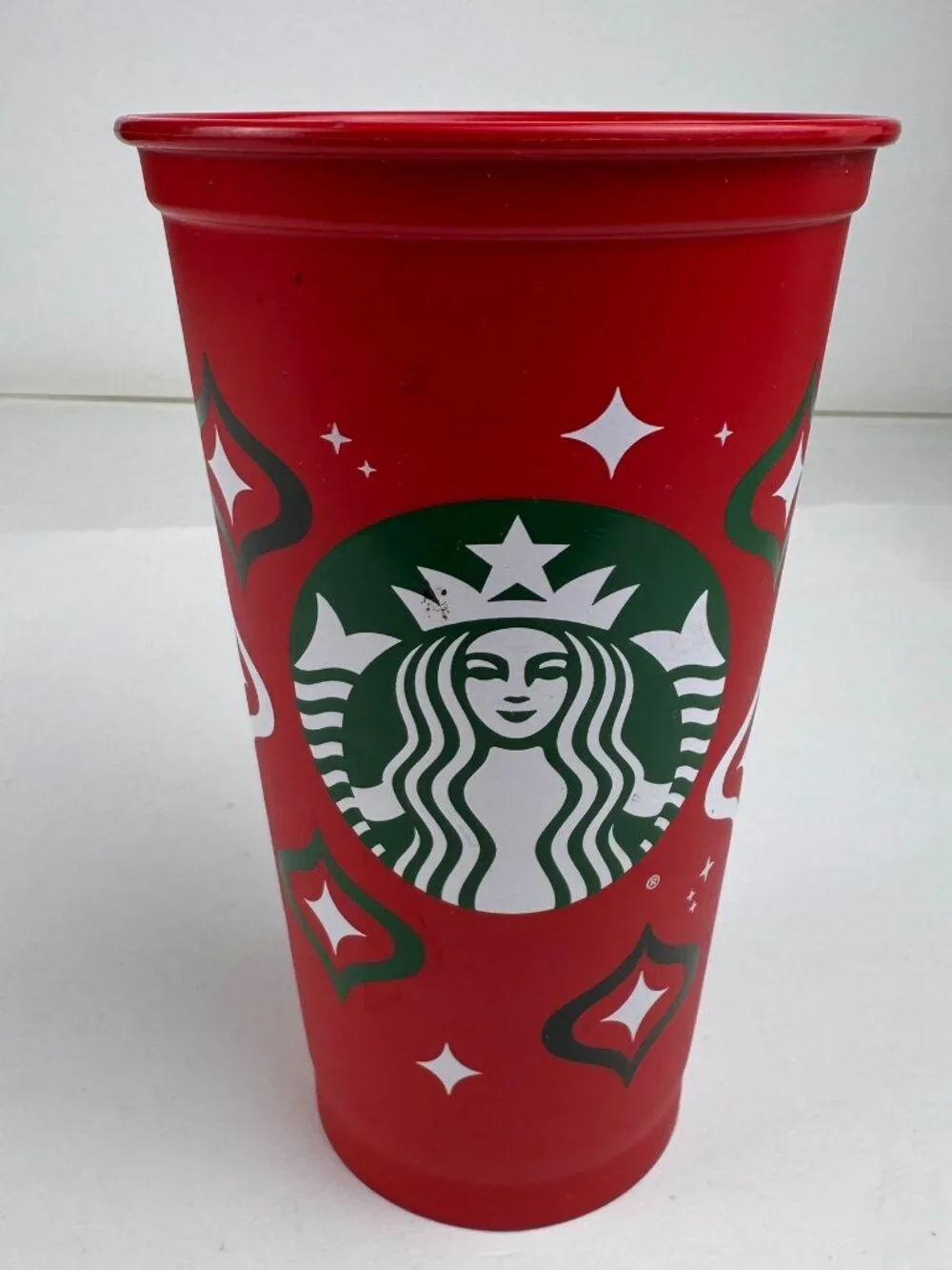 Starbucks Holiday Red Festive Ornament Reusable Plastic Cold Cup 16 fl oz 473 ML